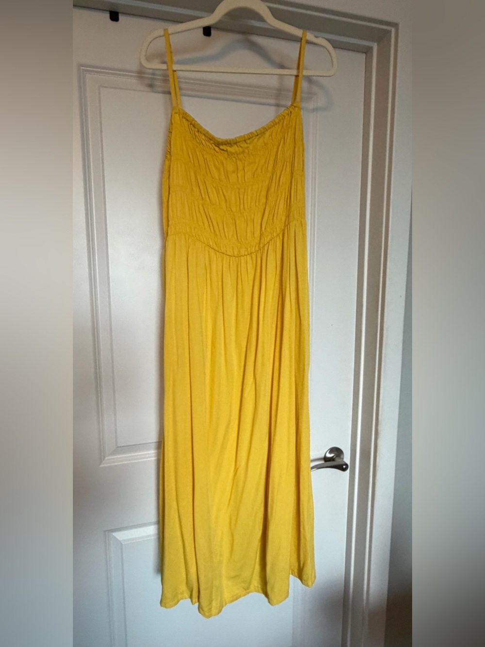 Seas 2X Mustard Yellow Smocked Maxi Dress Adjustable Straps